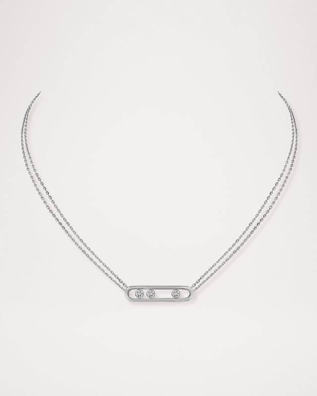 MOVE CLASSIC 18K WHITE GOLD 3 DIAMOND NECKLACE